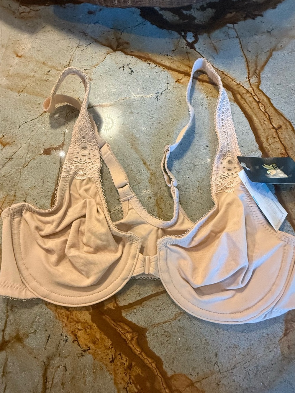 Wacoal Beige Lace-Trim Full Coverage Underwire Bra
